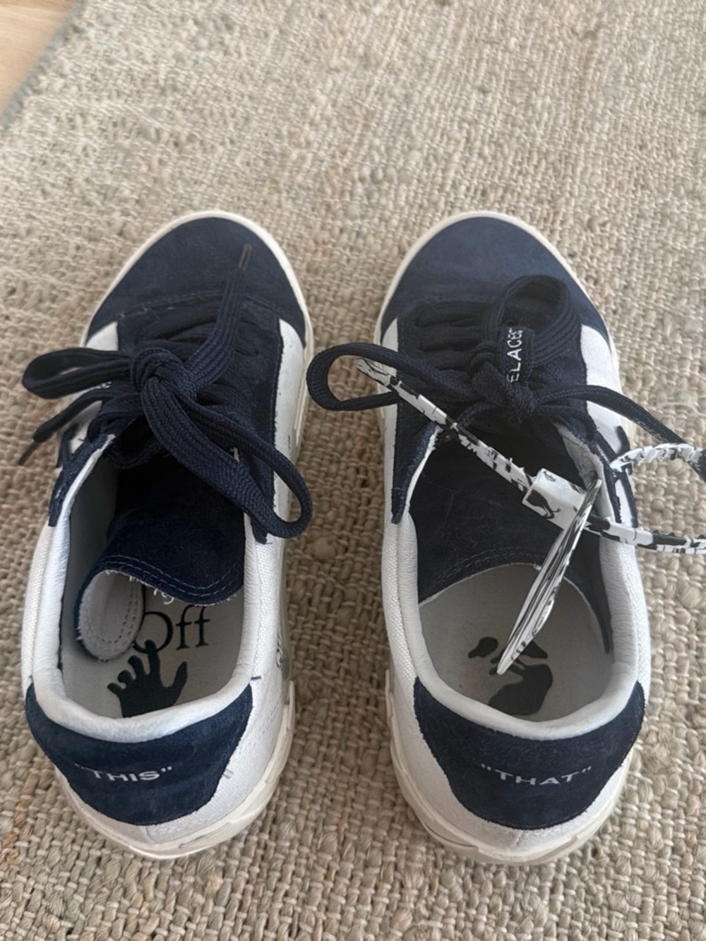 Off-white womens size 37 Navy and White Low-Top Sneakers (comes with dust bag)
